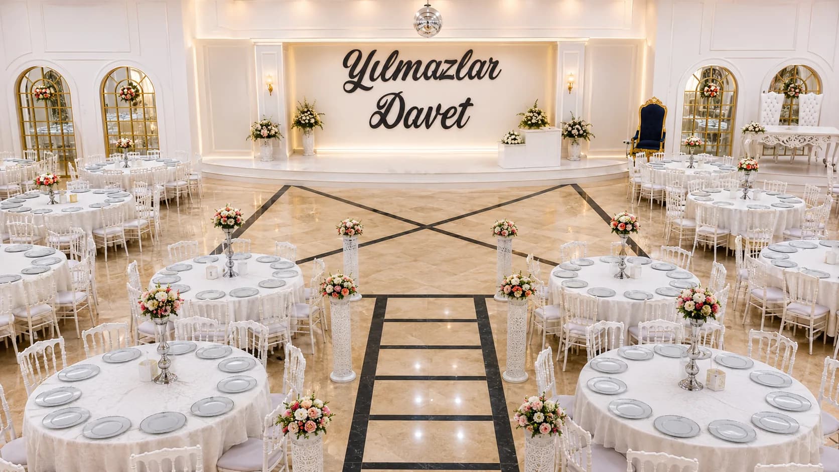 Yılmazlar Davet salon iç mekan genel görünümü